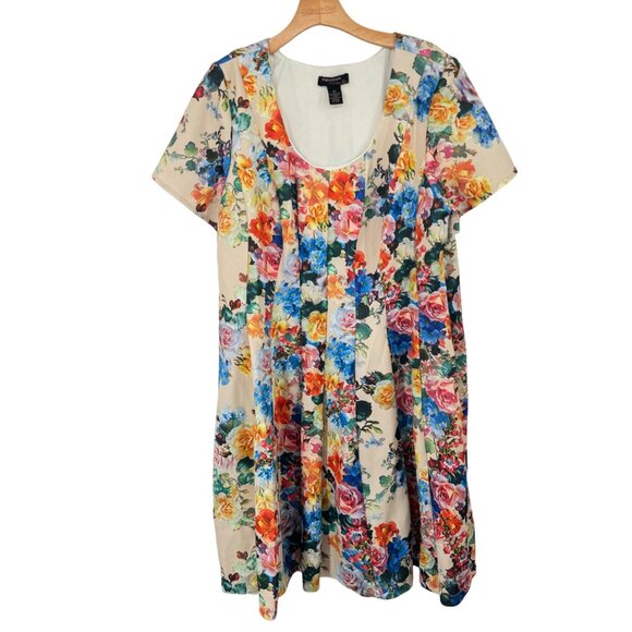 Signature By Robbie Bee Floral Print Short Sleeve sucba knit Dress 3X plus - Picture 4 of 9